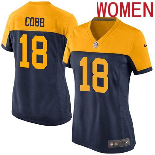 Women Green Bay Packers #18 Randall Cobb Navy Blue Nike Alternate Game NFL Jersey->women nfl jersey->Women Jersey